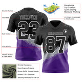 Custom Black Gray Purple-White Authentic Geometric Gradient 7V7 Flag Football Jersey