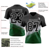 Custom Black Gray Green-White Authentic Geometric Gradient 7V7 Flag Football Jersey