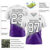Custom White Gray Purple-Black Authentic Geometric Gradient 7V7 Flag Football Jersey