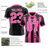 Custom Black Pink-White Authentic Stars And Stripes 7V7 Flag Football Jersey