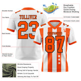 Custom White Orange-Black Authentic Stars And Stripes 7V7 Flag Football Jersey