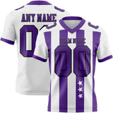 Custom White Purple-Black Authentic Stars And Stripes 7V7 Flag Football Jersey
