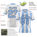 Custom White Light Blue-Black Authentic Stars And Stripes 7V7 Flag Football Jersey