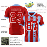 Custom Red Light Blue-White Authentic Stars And Stripes 7V7 Flag Football Jersey
