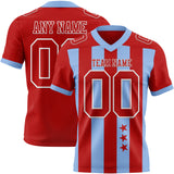 Custom Red Light Blue-White Authentic Stars And Stripes 7V7 Flag Football Jersey