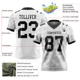 Custom White-Black Authentic Abstract Fluid Line 3D Pattern 7V7 Flag Football Jersey