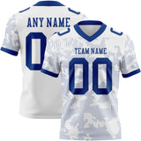 Custom White-Royal Authentic Abstract Fluid Line 3D Pattern 7V7 Flag Football Jersey
