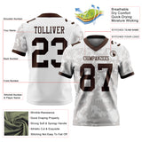 Custom White-Brown Authentic Abstract Fluid Line 3D Pattern 7V7 Flag Football Jersey