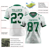 Custom White-Kelly Green Authentic Abstract Fluid Line 3D Pattern 7V7 Flag Football Jersey