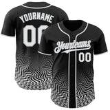Custom Black White-Gray Fluid Wave Psychedelic Swirl Authentic Baseball Jersey