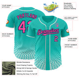 Custom Aqua Pink White-Navy Fluid Wave Psychedelic Swirl Authentic Baseball Jersey