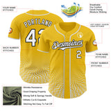 Custom Yellow White-Black Fluid Wave Psychedelic Swirl Authentic Baseball Jersey
