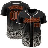 Custom Black Cream-Orange Fluid Wave Psychedelic Swirl Authentic Baseball Jersey