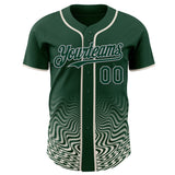 Custom Green Cream-Gray Fluid Wave Psychedelic Swirl Authentic Baseball Jersey