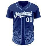 Custom Royal White-Light Blue Fluid Wave Psychedelic Swirl Authentic Baseball Jersey
