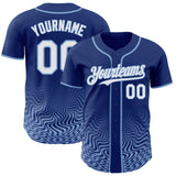 Custom Royal White-Light Blue Fluid Wave Psychedelic Swirl Authentic Baseball Jersey