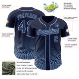 Custom Navy-Light Blue Fluid Wave Psychedelic Swirl Authentic Baseball Jersey
