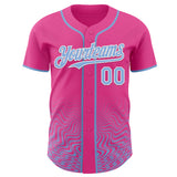 Custom Pink Light Blue-White Fluid Wave Psychedelic Swirl Authentic Baseball Jersey