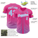 Custom Pink Light Blue-White Fluid Wave Psychedelic Swirl Authentic Baseball Jersey