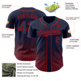 Custom Navy-Red Fluid Wave Psychedelic Swirl Authentic Baseball Jersey