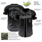 Custom Black-Gray Fluid Wave Psychedelic Swirl Authentic Baseball Jersey