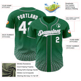 Custom Kelly Green White-Gray Fluid Wave Psychedelic Swirl Authentic Baseball Jersey