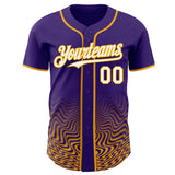 Custom Purple White-Gold Fluid Wave Psychedelic Swirl Authentic Baseball Jersey