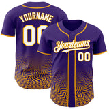 Custom Purple White-Gold Fluid Wave Psychedelic Swirl Authentic Baseball Jersey