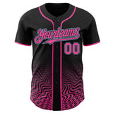 Custom Black Pink-Light Blue Fluid Wave Psychedelic Swirl Authentic Baseball Jersey
