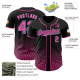Custom Black Pink-Light Blue Fluid Wave Psychedelic Swirl Authentic Baseball Jersey
