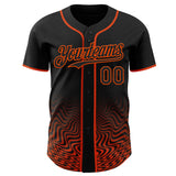 Custom Black-Orange Fluid Wave Psychedelic Swirl Authentic Baseball Jersey