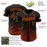 Custom Black-Orange Fluid Wave Psychedelic Swirl Authentic Baseball Jersey