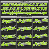 Custom Black Neon Green-White Fluid Wave Psychedelic Swirl Authentic Baseball Jersey