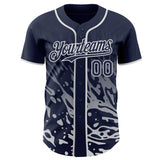Custom Navy-White Fluid Liquid Wave Splatter Authentic Baseball Jersey