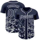 Custom Navy-White Fluid Liquid Wave Splatter Authentic Baseball Jersey