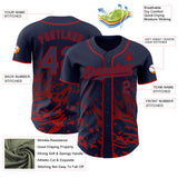 Custom Navy-Red Fluid Liquid Wave Splatter Authentic Baseball Jersey