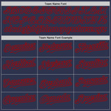 Custom Navy-Red Fluid Liquid Wave Splatter Authentic Baseball Jersey