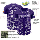 Custom Purple-White Fluid Liquid Wave Splatter Authentic Baseball Jersey