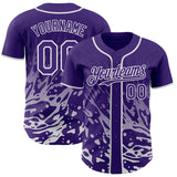 Custom Purple-White Fluid Liquid Wave Splatter Authentic Baseball Jersey