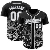 Custom Black White-Gray Fluid Liquid Wave Splatter Authentic Baseball Jersey