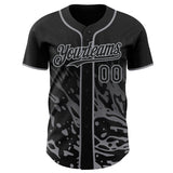 Custom Black-Gray Fluid Liquid Wave Splatter Authentic Baseball Jersey