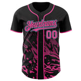 Custom Black Pink-Light Blue Fluid Liquid Wave Splatter Authentic Baseball Jersey
