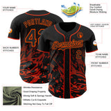 Custom Black-Orange Fluid Liquid Wave Splatter Authentic Baseball Jersey