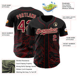 Custom Black Crimson-City Cream Fluid Liquid Wave Splatter Authentic Baseball Jersey