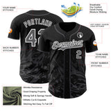 Custom Black Steel Gray-White Fluid Liquid Wave Splatter Authentic Baseball Jersey