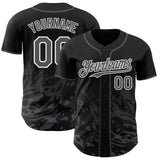 Custom Black Steel Gray-White Fluid Liquid Wave Splatter Authentic Baseball Jersey