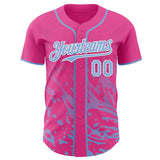 Custom Pink Light Blue-White Fluid Liquid Wave Splatter Authentic Baseball Jersey