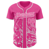 Custom Pink-White Fluid Liquid Wave Splatter Authentic Baseball Jersey