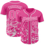 Custom Pink-White Fluid Liquid Wave Splatter Authentic Baseball Jersey