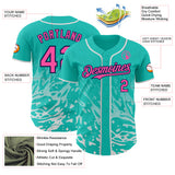 Custom Aqua Pink White-Navy Fluid Liquid Wave Splatter Authentic Baseball Jersey